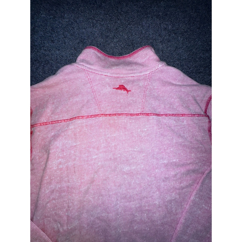 Tommy Bahama Mens Medium Pink Heathered Ribbed 1/4 Pullover Sweatshirt Casual - Picture 5 of 7